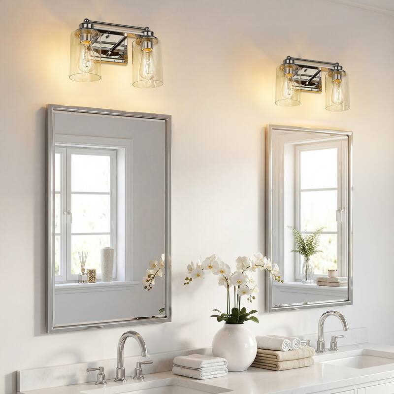 Bathroom Vanity Light,Wall Sconce Lamp Over Mirror with Clear Glass Shade