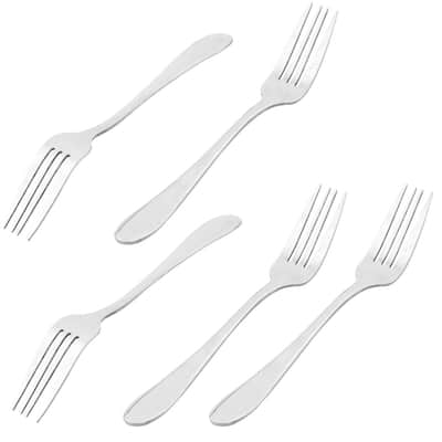 Home Restaurant Utensil Stainless Steel Fruit Salad Dessert Fork 16cm Long 5pcs - Silver Tone