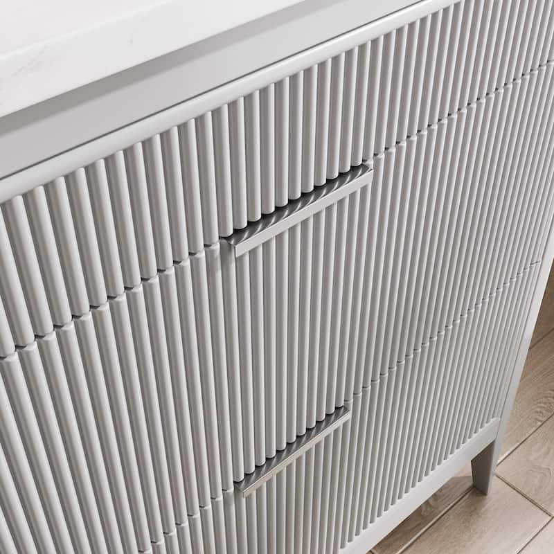 Modland 36" Freestanding Bathroom Vanity with Carrara Marble Top, Soft-Close Drawers, Fully Assembled, Green/Grey - 36 inch