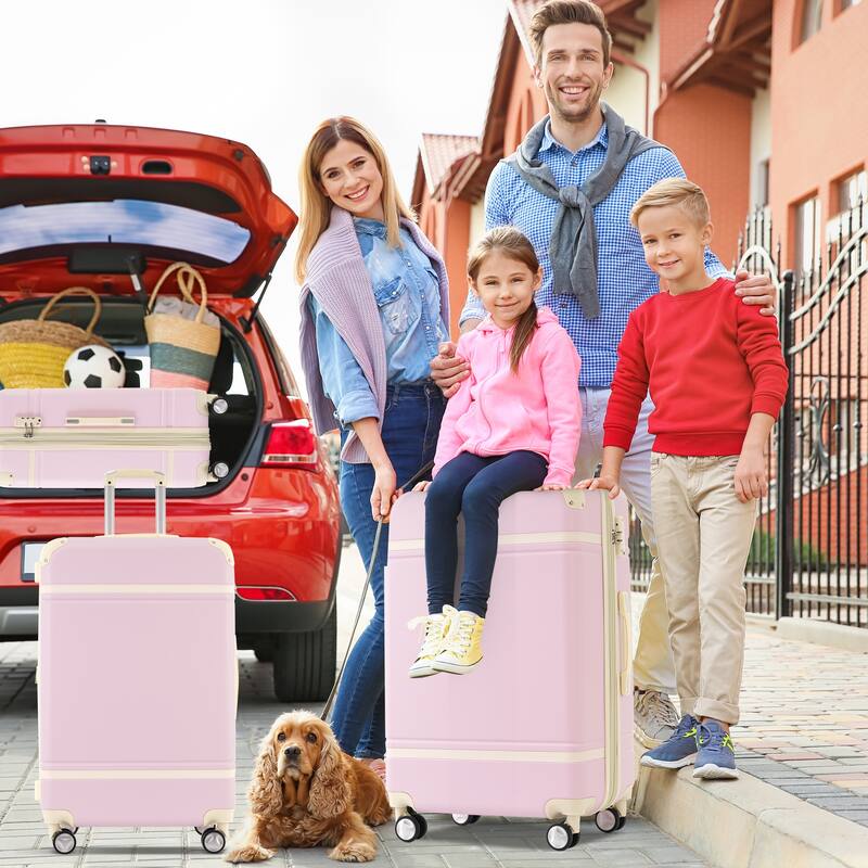 Lightweight 3-Piece Hardshell Luggage Set with TSA Lock, 20" + 28" Luggage & Cosmetic Case