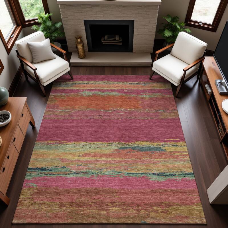 Premium Washable Super Soft Abstract Ombre Mayfield Rug - Blush - 10' x 14'