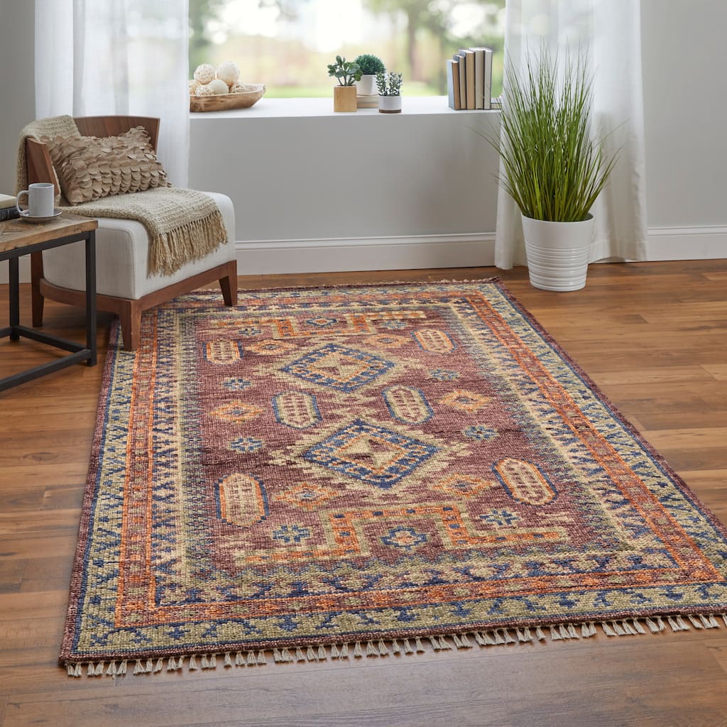 Grand Bazaar Foxboro Hand Knotted Geometric Traditional Area Rug