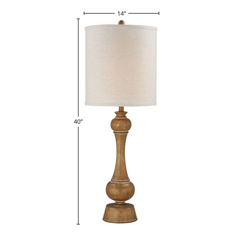 Diego 40" Table Lamp with Linen Shade, Medium Brown (Set of 2)