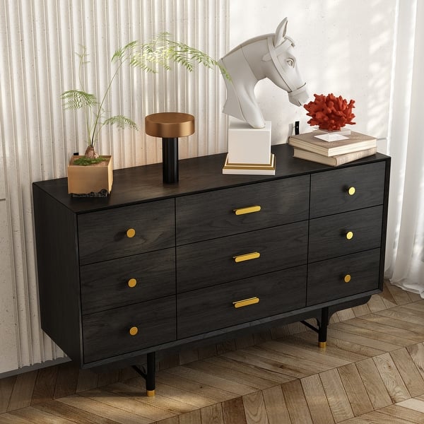 Luxe Matte Black Dresser w/Golden Hardware - Spacious Bedroom Storage - Bed  Bath & Beyond - 40115336