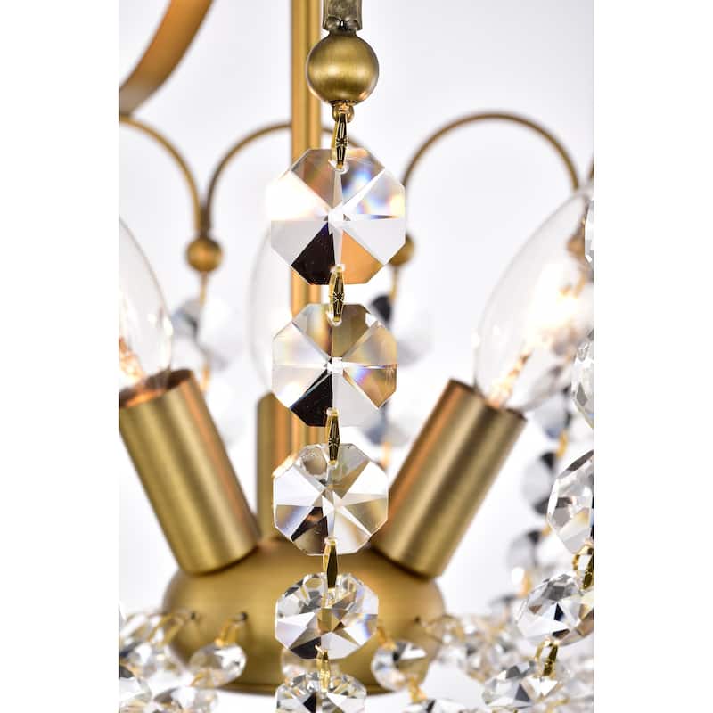 Vintage Brass 3-Light Glam Semi Flush Mount with Crystal - Vintage Brass
