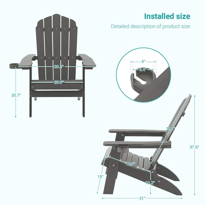 Bonosuki Folding Adirondack Chair Patio Outdoor Plastic Fire Pit Chair