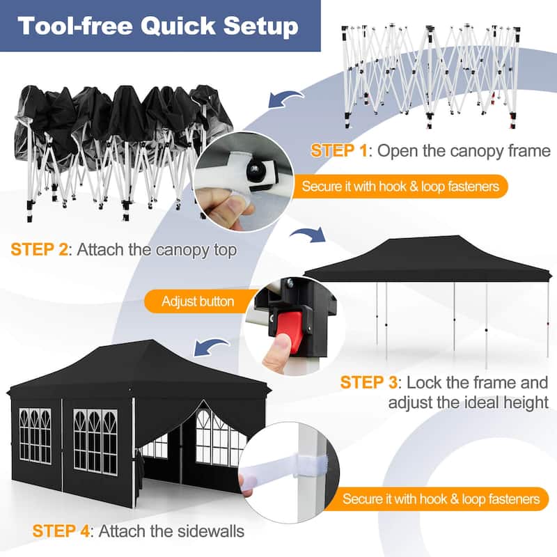 Costway 10 x 20FT Pop up Canopy Outdoor Canopy Tent with 6 Sidewalls - See Details