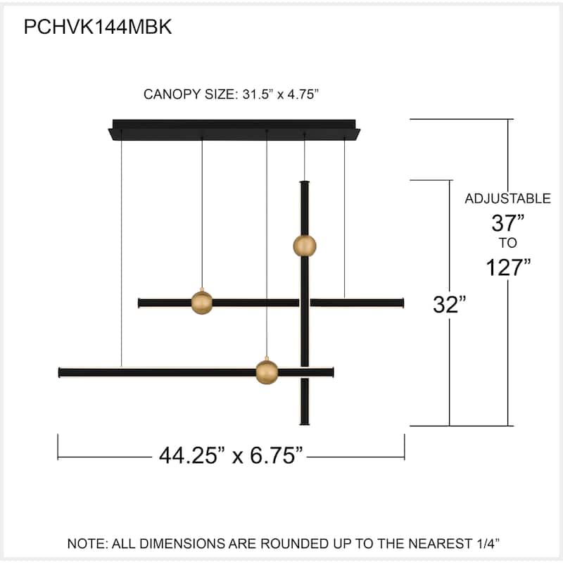 Harvick Integrated LED Matte Black Linear Chandelier