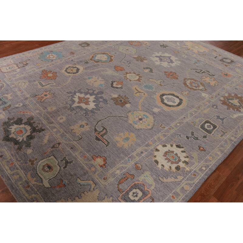 Hand Knotted Oriental 100% Wool Carpet Transitional All-Over Greys & Charcoal Oushak Area Rug - 10' 0'' X 8' 0''