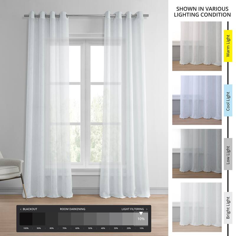 Exclusive Fabrics Grommet Solid Faux-linen Sheer Curtain (1 Panel)