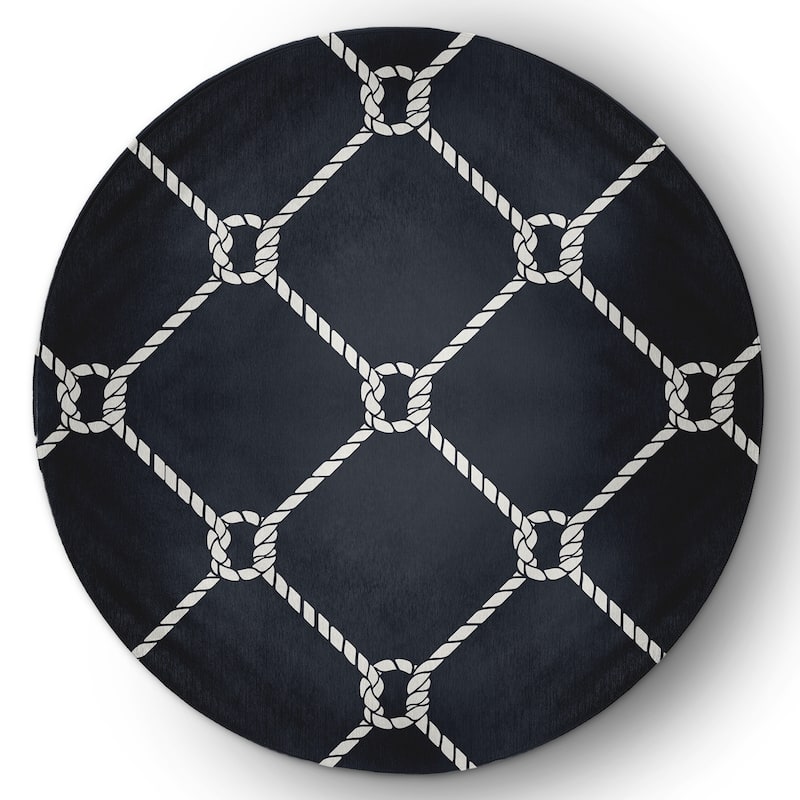 Ahoy! Nautical Indoor/Outdoor Rug - Shark Blue - 5' Round