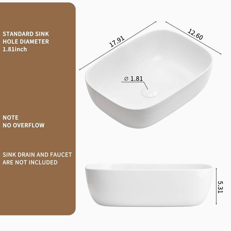 GDFStudio - Rosdale Modern Ceramic Vessel Sink with Above-Counter Design