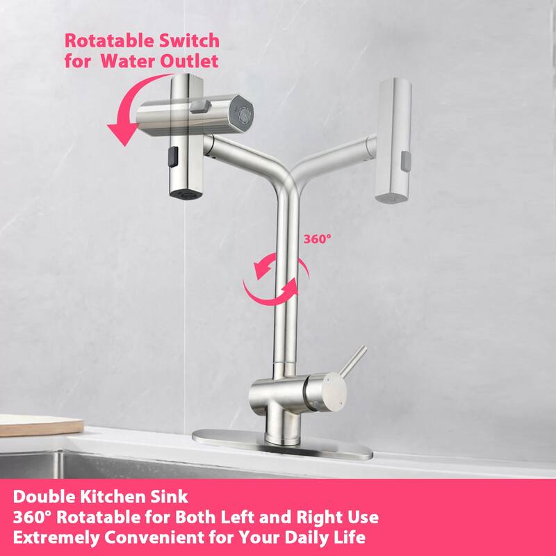 Vanityfair Single-Handle Waterfall Kitchen Faucet with Pull Down Sprayer
