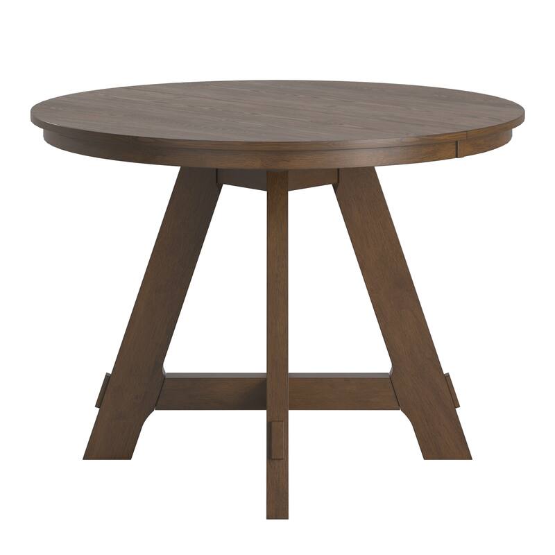 Harstad 42"-60" Wood Finish Extendable Round Dining Set with Curved Back Chairs by iNSPIRE Q Modern