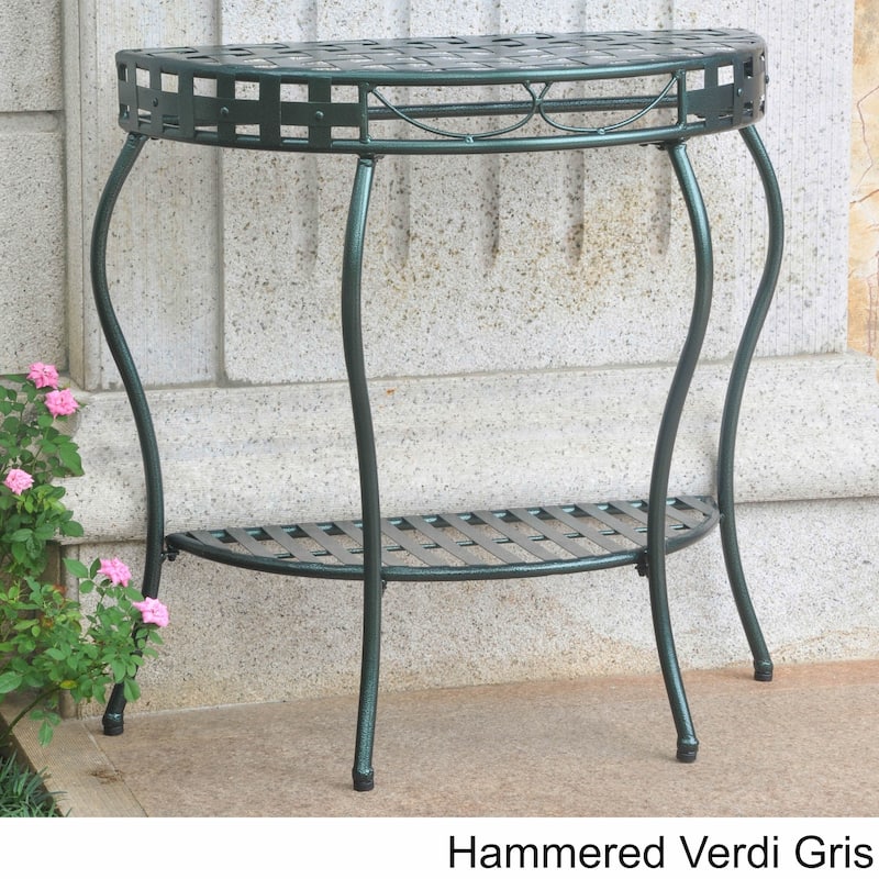 Santa Fe Nailhead 2-tier Half Moon Table
