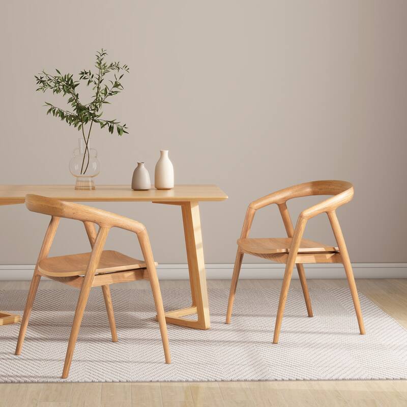 Simeon 21" Sculpted Oak Wood Dining Chair