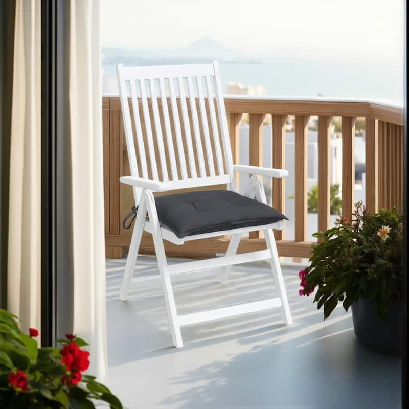 Zia 4pc Outdoor Cushions for Chair, Tufted Dark Gray Oxford Fabric