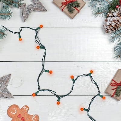 LED G12 Berry Faceted Christmas Lights - Orange - 15' Green Wire - 50ct