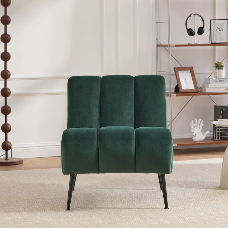 Modern Upholstered Armless Chair with Black Metal Legs,Accent Chair for Living Room,Bedroom,Office and Reading Room
