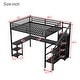 preview thumbnail 7 of 5, Metal Queen Size Loft Bed with Wardrobe and LED Light, L Shaped Desk and USB
