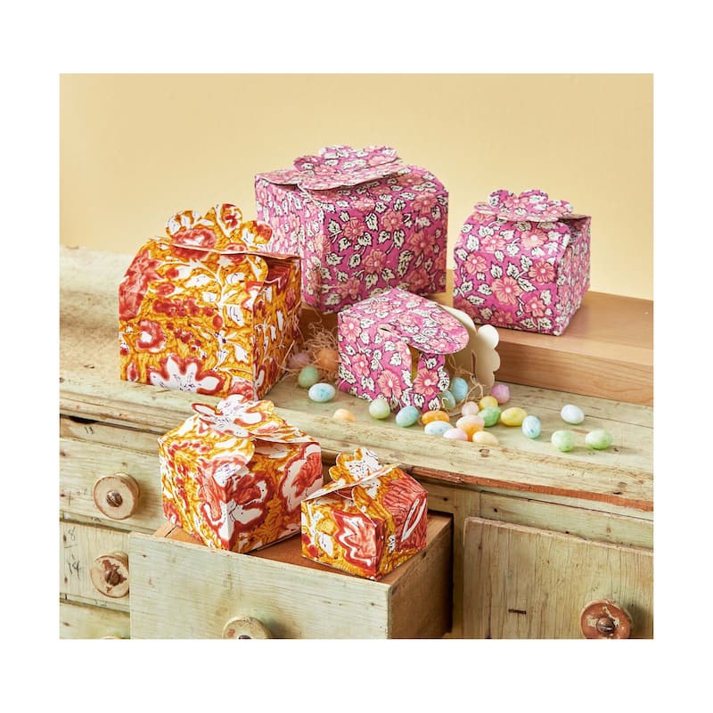 Emma Handmade Pink Paper Gift Box - Decorative Spring Summer Box for Gifts - 1.5" H x 2.25" L x 2.25" W