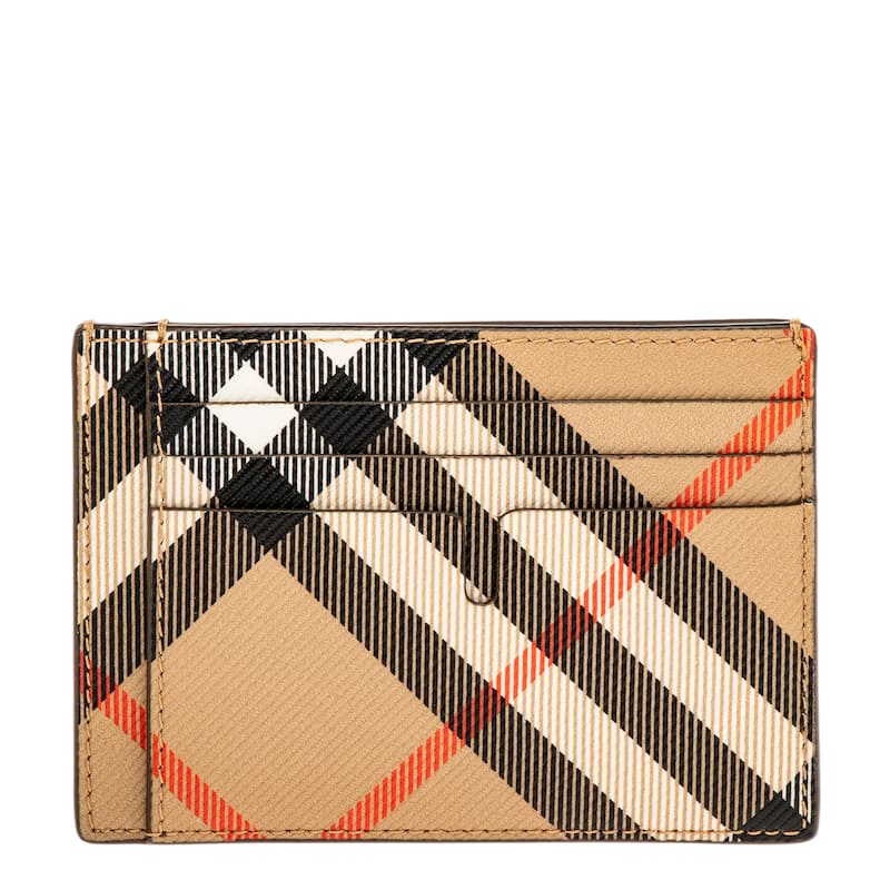 Burberry Men's Check Clip Card Case - Beige Check