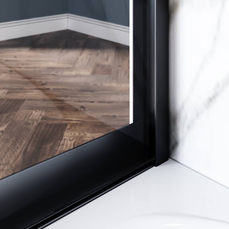 Elegant Double Sliding Shower Doors Screens for Bathtub in Black Finish with 1/4" Clear Glass 60" W x 57" H - 60'' x 57''