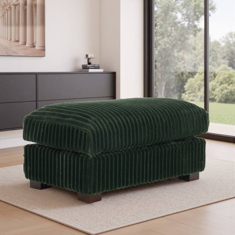 Modern Interior Rectangle Faux Fur Ottoman