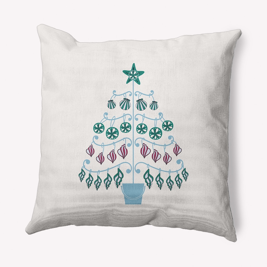 Beach Tree Christmas Soft Spun Polyester Decorative Throw Pillow