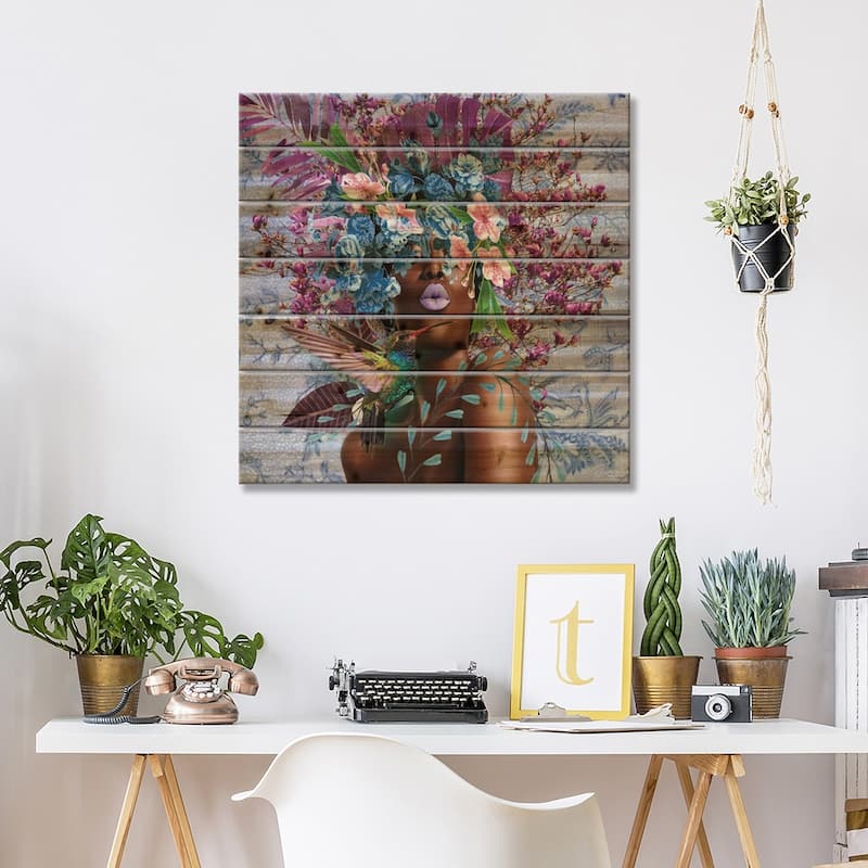 Women In Bloom - Purplicious Print On Wood by Yvonne Coleman Burney - Multi-Color