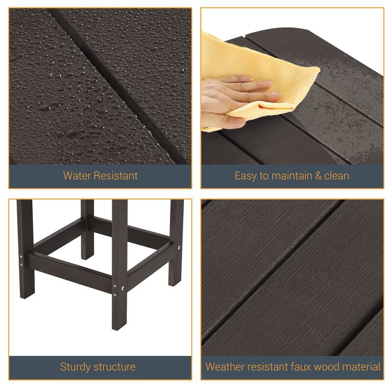 LIVOOSUN Patio Adirondack Plastic Wood Outdoor Side Table for Deck