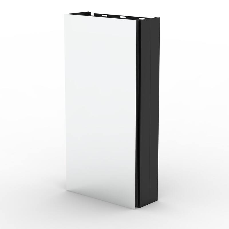 12" x 24" Rectangular Aluminum Surface Mount Medicine Cabinet with Mirror and Shelves - 12" x 24" - Mirrored Finish - Matte Black