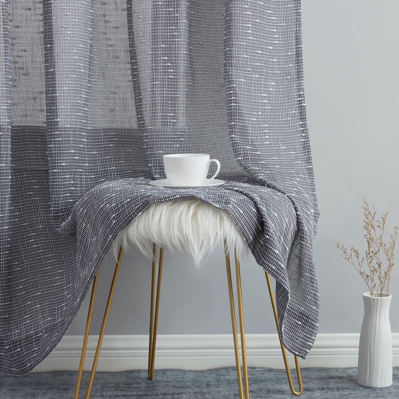 HLC.ME Emily Faux Linen Semi Sheer Transparent Rod Pocket Back Tab Lightweight Window Curtains Wide Panels, Pair