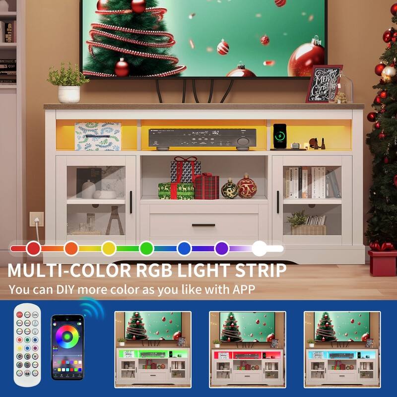 Moasis LED Farmhouse TV Stand for TV up to 65"