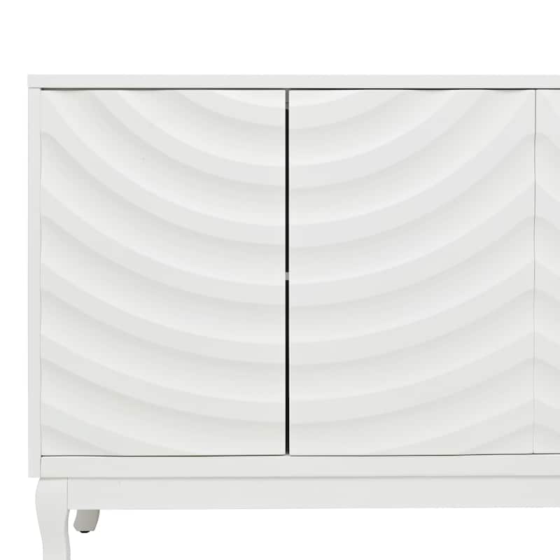 Four-Door Sideboard with Elegant Wavy Pattern and Arched Groove Design