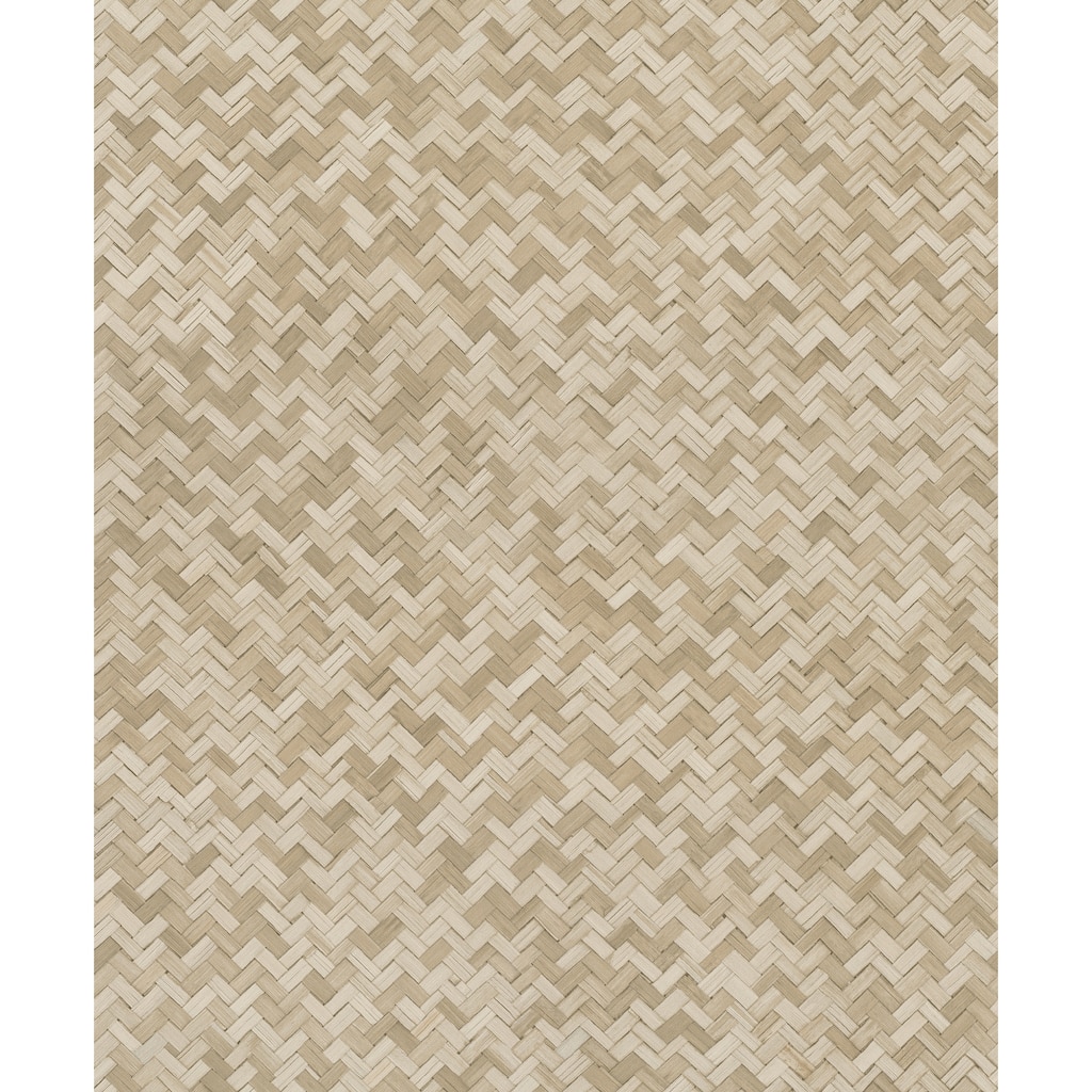 Galerie Wallcoverings Eden Collection Chevron Rattan Weave Vinyl on Non-Woven Matte Wallpaper Roll