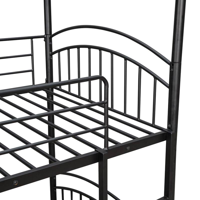 Twin Over Twin Metal Bunk Bed With Slide, Kids House Bed Metal Platform Bed Frame Divided into 2 Beds for Kids Teens Bedroom