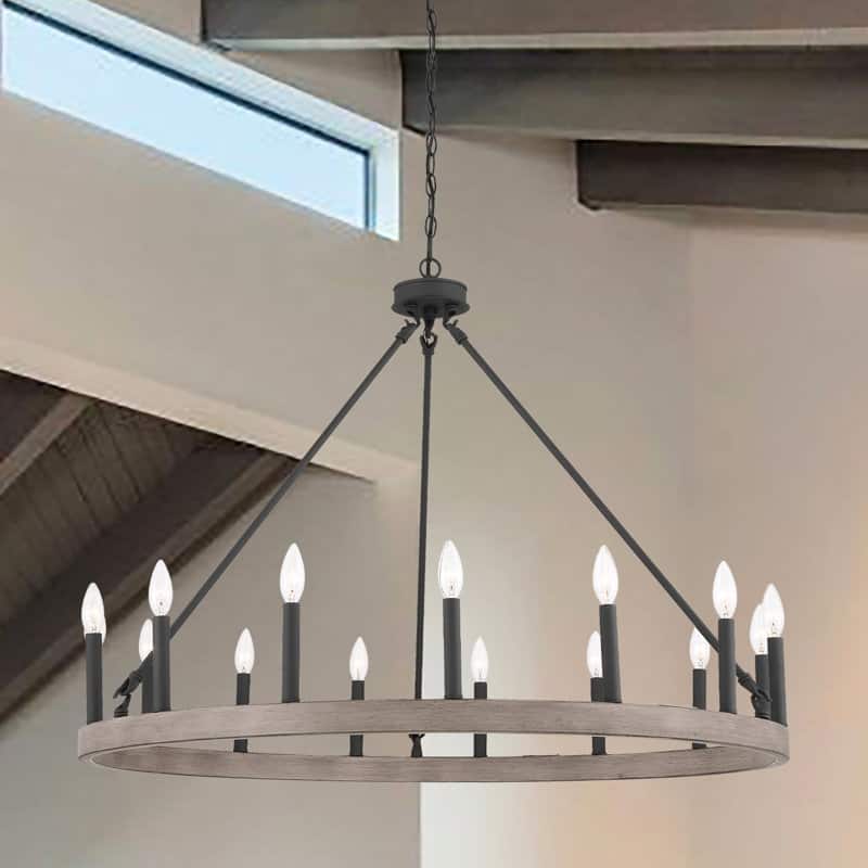 Acroma 15 Light Modern Farmhouse Wagon Wheel Chandelier-UL Certified - N/A