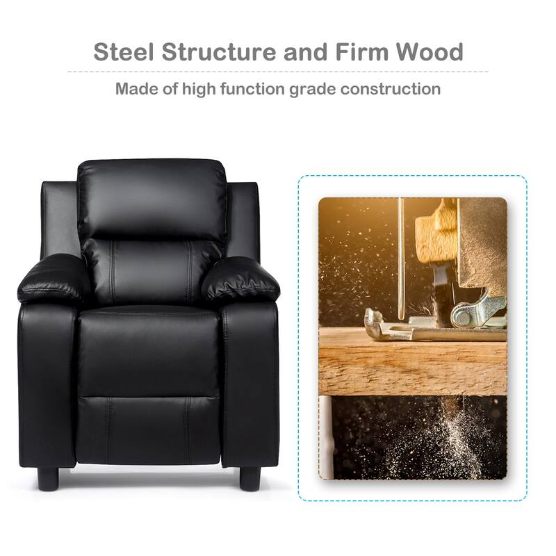 PU Leather Kids Recliner with Armrest & Headrest Lounge 3 Color - See Details