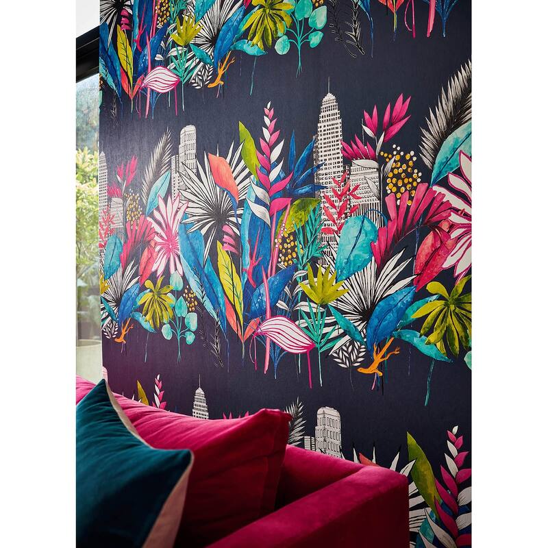 Sierra Indigo Urban Tropic Wallpaper