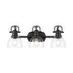 preview thumbnail 2 of 1, Yep by Golden Lighting Duncan 3-light Vanity in Matte Black and Clear Glass