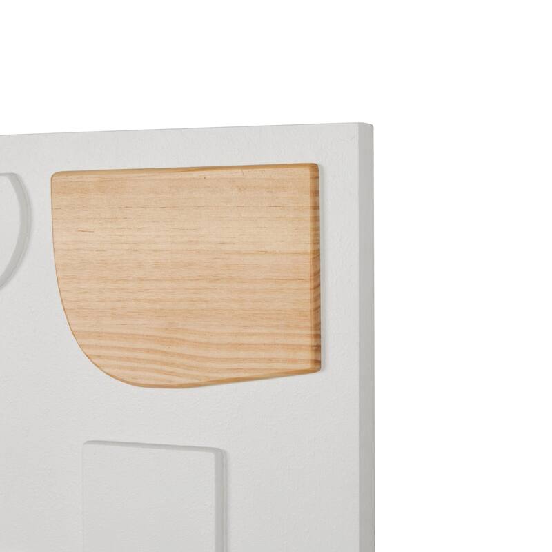 White Wood Dimensional Art Deco Shapes Geometric Home Wall Decor with Brown Accents