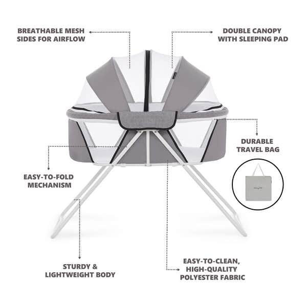 dimension image slide 0 of 2, Dream On Me Day Dreamer 2-in-1 Convertible and Portable Bassinet