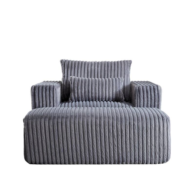 Modern 62.5" Corduroy Sponge Sofa with Removable Footrest, No Assembly Required, Cozy Sleeper Chair for Indoor Spaces