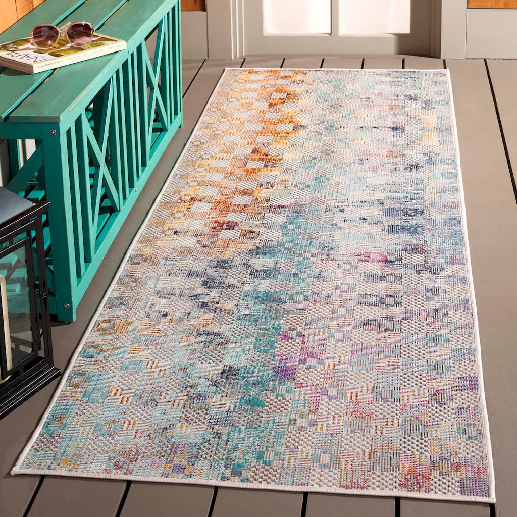 SAFAVIEH Rainbow Berti Indoor/Outdoor Boho Waterproof Patio Backyard Rug