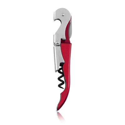 True TrueTap Metallic Red Double Hinged Waiter's Corkscrew, Stainless Steel Wine Key with Foil Cutter