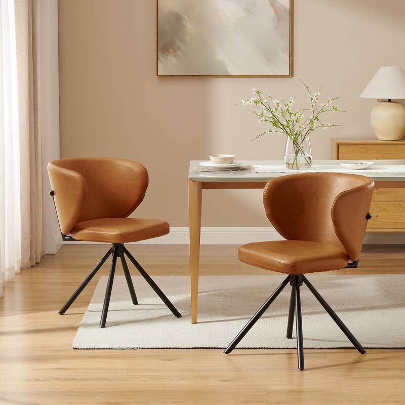 Art Leon Swivel Upholstered Dining Chair with Metal Base