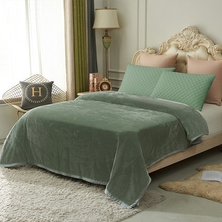 Thicken Reversible Solid Mink Fleece Blanket Fuzzy Cozy Bed Blanket for Couch Camping