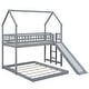 preview thumbnail 7 of 25, Cottage Style Twin over Full Bunk Bed with Built-in Ladder and Slide,House-Design with Roof,Full-Length Guardrail