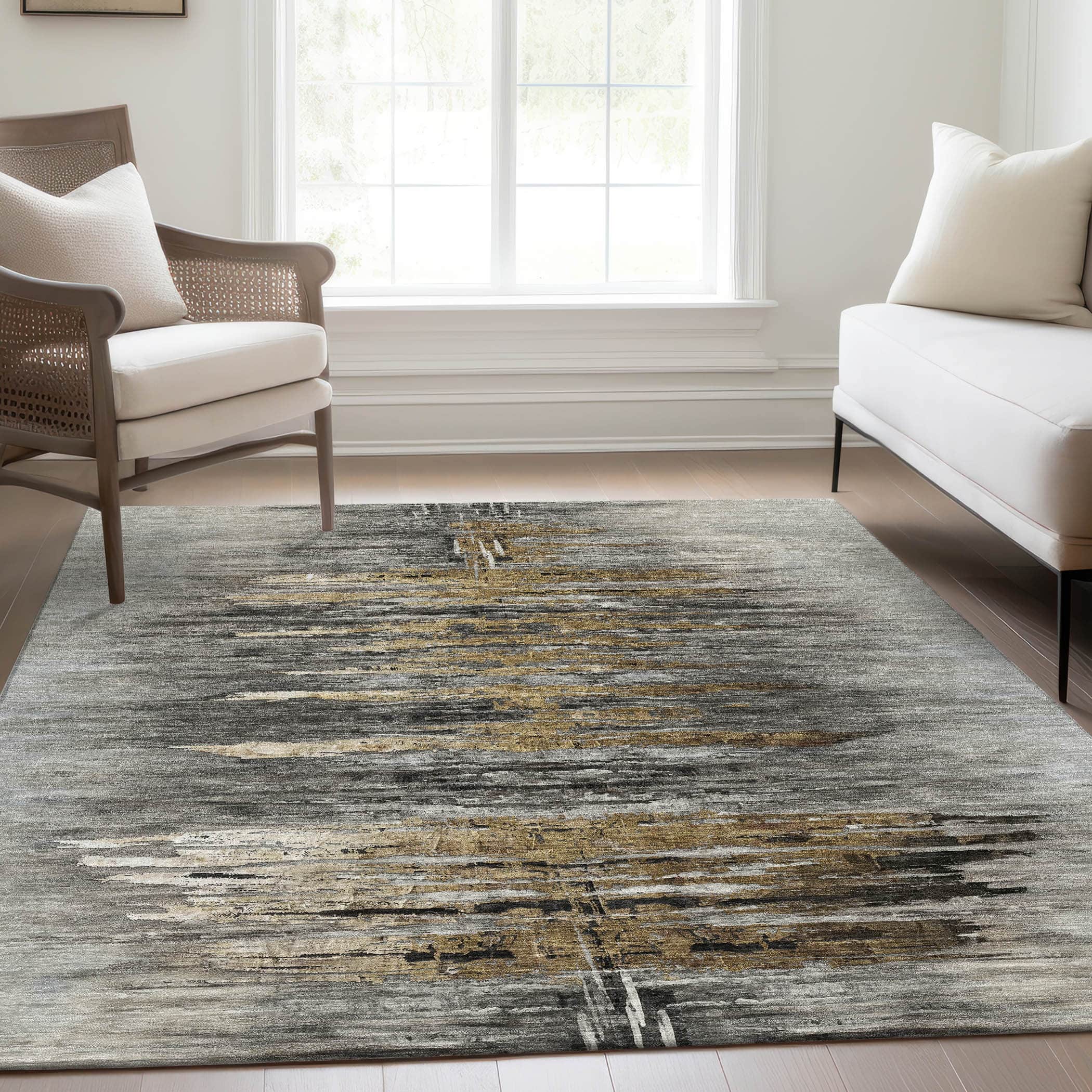 Machine Washable Indoor/ Outdoor Chantille Abstract Ombre Rug - Bed ...